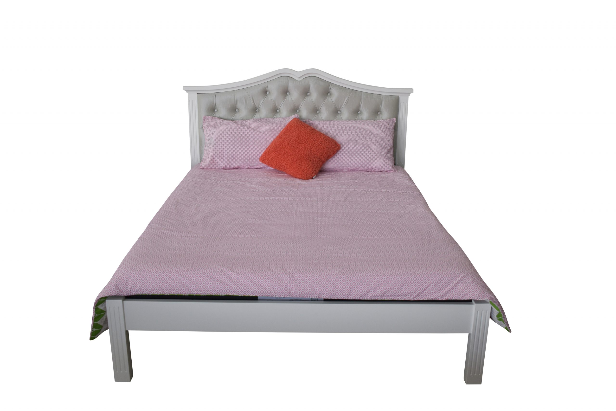 Upholstered White Timber Bed